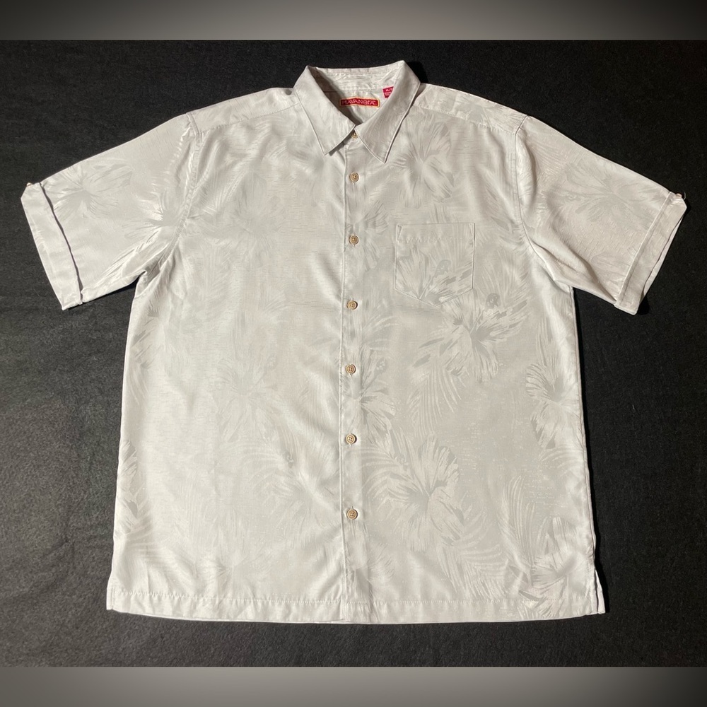 Havanera Co. Hawaiian Men’s Shirt Gray Polyester Size XL